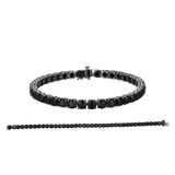 8.5 inch 5mm Mens Sterling Silver Black-Coated Bracelet w/ Genuine Black Sapphire