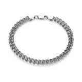 8.5 inch Mens Rhodium-Plated Sterling Silver Italian Curb Chain Bracelet