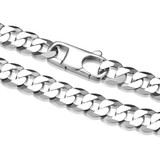 Additional view of 8.5 inch Mens Rhodium-Plated Sterling Silver Italian Flat Curb Chain Bracelet