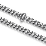 Additional view of 8.5 inch Mens Rhodium-Plated Sterling Silver Oval Italian Curb Chain w/ Push Lock Bracelet