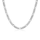 Additional view of 20 inch Mens Rhodium-Plated Sterling Silver Figaro Chain Necklace