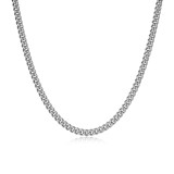22 inch Mens Rhodium-Plated Sterling Silver Curb Chain Necklace