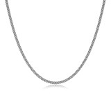 24 inch Mens Rhodium-Plated Sterling Silver Curb Chain Necklace