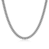 22 inch Mens Rhodium-Plated Sterling Silver Oval Curb w/ Push Lock Chain Necklace