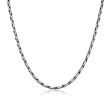 20 inch Mens Brushed Gun Metal Sterling Silver Boston Chain Necklace
