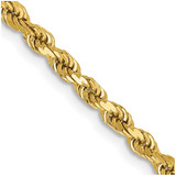 36 inch 14K Yellow Gold 2.75mm Diamond-cut Rope with Lobster Clasp Chain Necklace