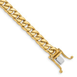 10k Yellow Gold 6.8mm Hand-polished Flat Beveled Curb Link Bracelet 10LK131-8