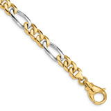 10k Two-tone Gold 7.85mm Hand Polished Fancy Link Bracelet
