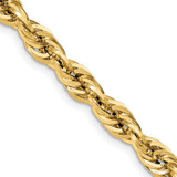 28 inch 14K Yellow Gold 7.0mm Semi-Solid Rope Chain Necklace