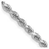 26 inch 14K White Gold 2.75mm Diamond-cut Rope with Lobster Clasp Chain Necklace