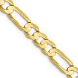20 inch 10K Yellow Gold 6.75mm Light Concave Figaro Chain Necklace