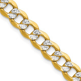 14K Yellow Gold 7.1mm Hollow with Rhodium Pave Curb Chain PWF160-18