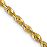 22 inch 14K Yellow Gold 4mm Extra-Light Diamond-cut Rope Chain Necklace