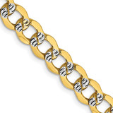 14K Yellow Gold 18 inch 6.75mm Hollow with Rhodium Pave Curb with Lobster Clasp Chain
