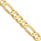 22 inch 10K Yellow Gold 6mm Light Concave Figaro Chain Necklace