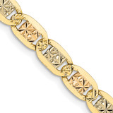 14K 20 inch 4.65mm Tri-color Gold Pave Valentino with Lobster Clasp Chain