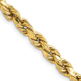 22 inch 14K Yellow Gold 5.5mm Semi-solid Diamond-cut Rope Chain Necklace