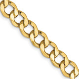 24 inch 10K Yellow Gold 7mm Semi-Solid Curb Link Chain Necklace