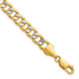 14K Yellow Gold 7.75mm Hollow with Rhodium Pave Curb Chain PWF180-9