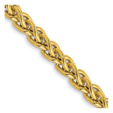 14K Yellow Gold 22 inch 3.45mm Hollow Wheat with Lobster Clasp Chain
