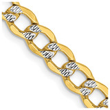 14K Yellow Gold 22 inch 5.2mm Hollow with Rhodium Pave Curb with Lobster Clasp Chain