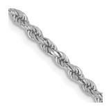 28 inch 10K White Gold 2.25mm Diamond-cut Rope Chain Necklace