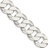26 inch Sterling Silver 16mm Flat Curb Chain Necklace