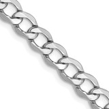 14K White Gold 18 inch 5.25mm Hollow Curb with Lobster Clasp Chain