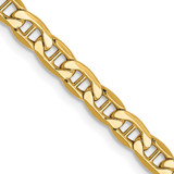 22 inch 14K Yellow Gold 4mm Semi-Solid Anchor Chain Necklace