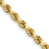 20 inch 14K Yellow Gold 4mm Semi-solid Diamond-cut Rope Chain Necklace