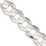 22 inch Sterling Silver 15.75mm Concave Beveled Curb Chain Necklace