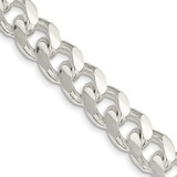 Sterling Silver 10.5mm Domed w/ Side Diamond-cut Curb Chain QRC300-24