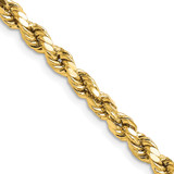 22 inch 10K Yellow Gold 4.9mm Semi-solid Diamond-cut Rope Chain Necklace