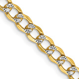 14K Yellow Gold 18 inch 4.3mm Hollow with Rhodium Pave Curb with Lobster Clasp Chain
