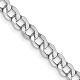 14K White Gold 18 inch 4.3mm Hollow Curb with Lobster Clasp Chain