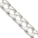 22 inch Sterling Silver 10.3mm Flat Open Curb Chain Necklace