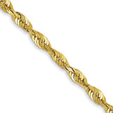22 inch 10K Yellow Gold 2.50mm Extra-Light Diamond-cut Rope Chain Necklace