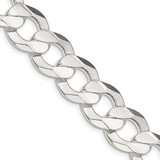 22 inch Sterling Silver 13.8mm Concave Beveled Curb Chain Necklace