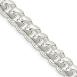 22 inch Sterling Silver 8.5mm Domed w/ Side Diamond-cut Curb Chain Necklace