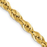 20 inch 10K Yellow Gold 4.25mm Semi-Solid Rope Chain Necklace