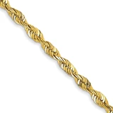22 inch 10K Yellow Gold 2.25mm Extra-Light Diamond-cut Rope Chain Necklace