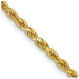 24 inch 14K Yellow Gold 2.5mm Semi-solid Diamond-cut Rope Chain Necklace