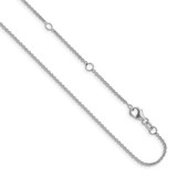 14k White Gold 1.4mm Round Cable 1in+1in Adjustable Chain