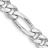 28 inch Sterling Silver Rhodium-plated 7.75mm Figaro Chain Necklace