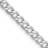 14K White Gold 18 inch 3.35mm Hollow Curb with Lobster Clasp Chain