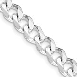 24 inch Sterling Silver Rhodium-plated 7.5mm Curb Chain Necklace