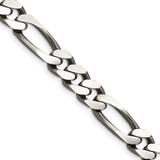20 inch Sterling Silver Antiqued 9mm Figaro Chain Necklace