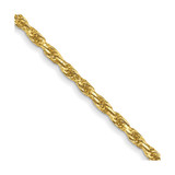 24 inch 10K Yellow Gold 1.3mm Diamond-cut Machine Made Rope Chain Necklace