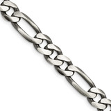 22 inch Sterling Silver Antiqued 7.75mm Figaro Chain Necklace