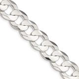 18 inch Sterling Silver 11.9mm Concave Beveled Curb Chain Necklace